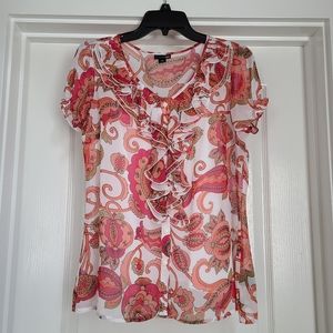 East 5th Ruffle V-neck blouse